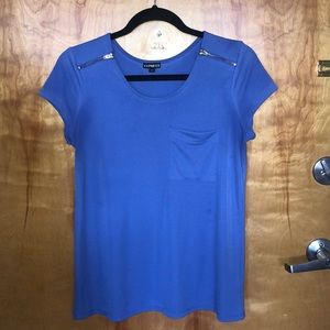 Blue top with zipper detail